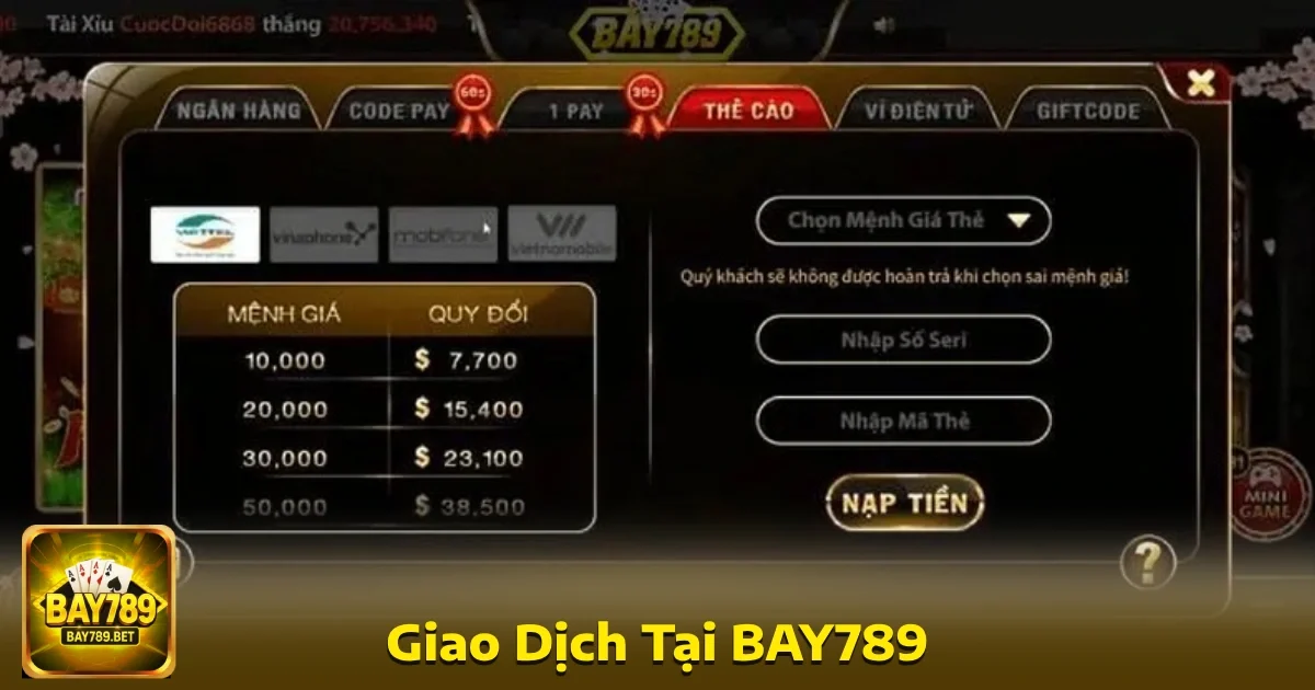 Bay789 đã tối ưu hóa quy trình nạp và rút tiền mọi giao dịch đều được xử lý nhanh chóng