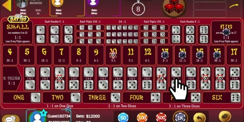 Sicbo tài xỉu Bay789: Bí quyết tối ưu tỷ lệ thắng từ cao thủ 1 Bàn cược Sicbo tài xỉu Bay789 hiển thị chi tiết lịch sử xí ngầu giúp người chơi soi cầu chính xác.